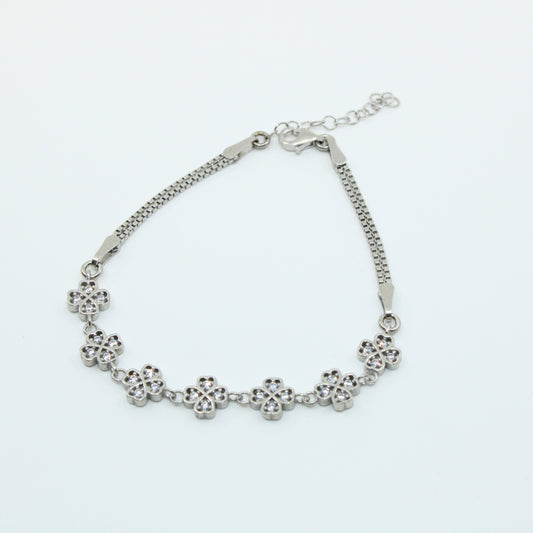 Brățară din Argint Cu Trifoi Si Cristale