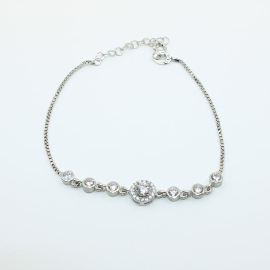 Brățară din Argint Reglabila Cu Cristal Rotund