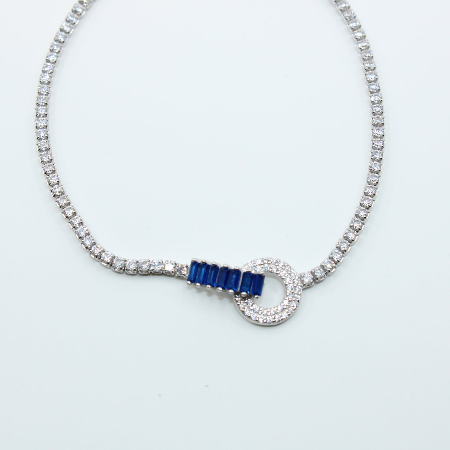 Brățară din Argint Reglabila Cu Cristale Albastre