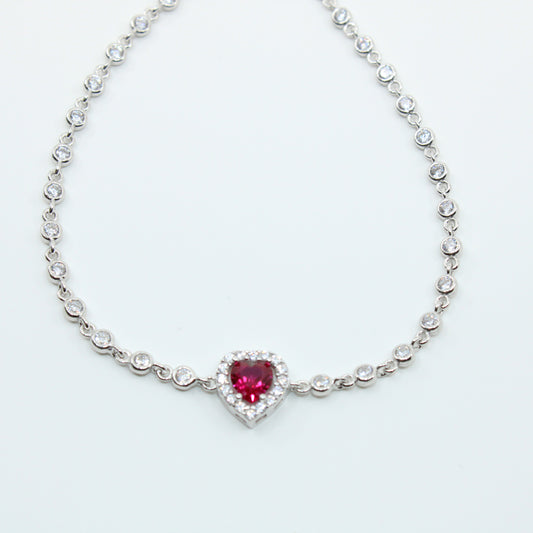 Brățară din Argint Reglabila Cu Inimioara Roz