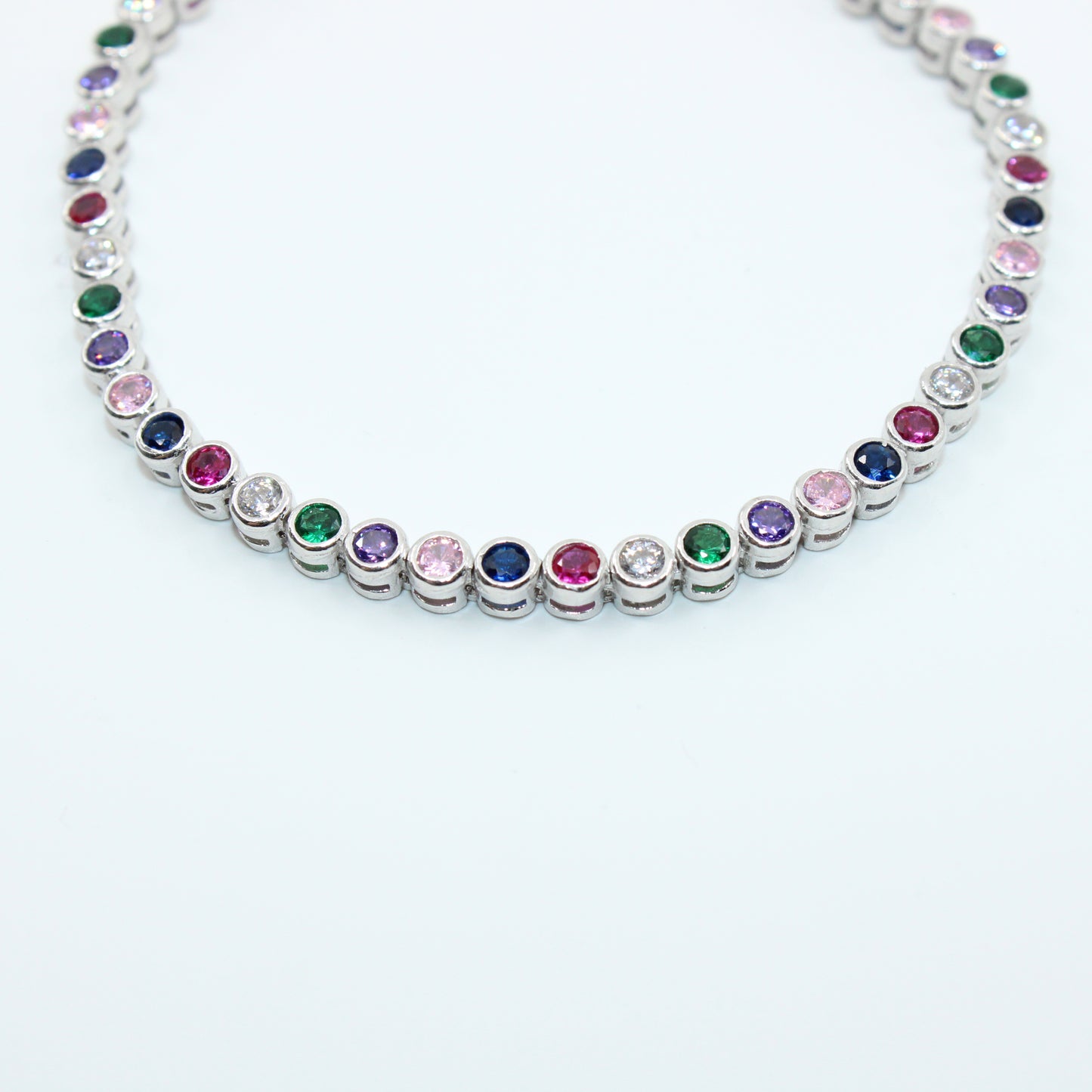 Brățară din Argint Tenis Cristale Rotunde Multicolore