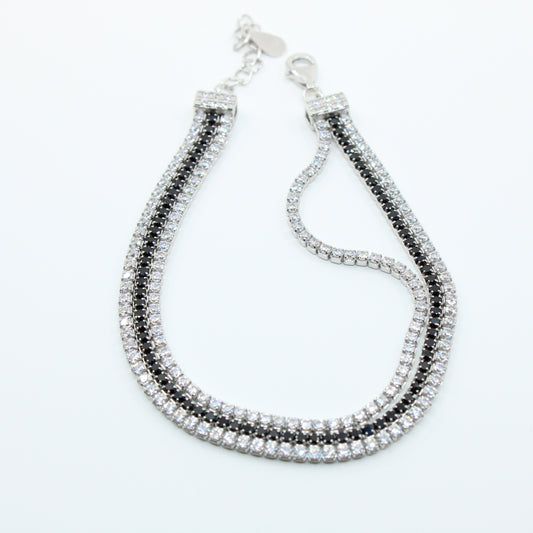 Brățară din Argint Tenis Cu Cristale Negre