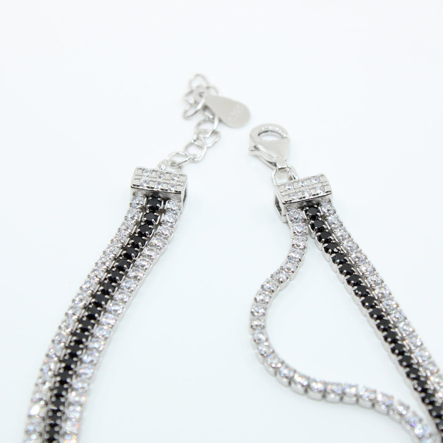 Brățară din Argint Tenis Cu Cristale Negre