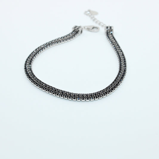 Brățară din Argint Tenis Cu Cristale Patrate Negre