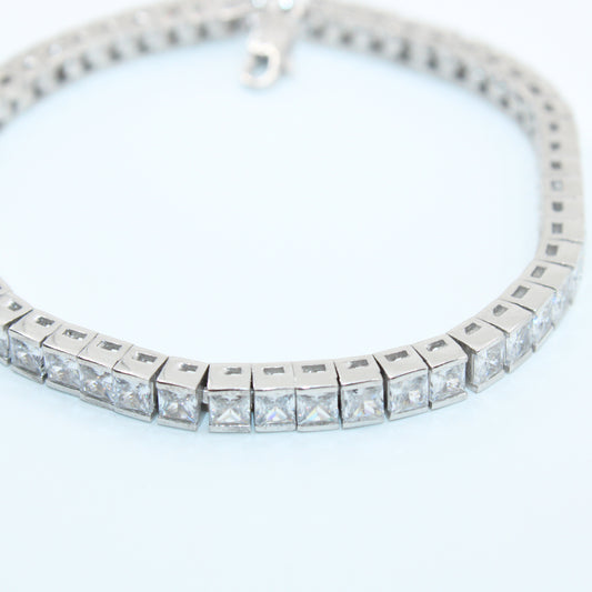 Brățară din Argint Tenis Lata Cristale Patrate