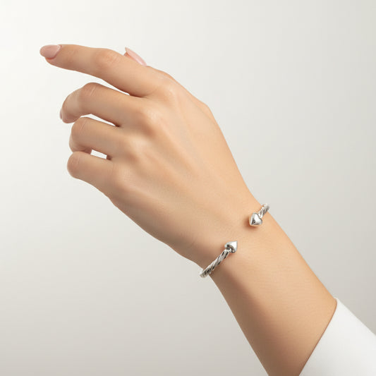 Brățară fixa din argint Cu Inimioare