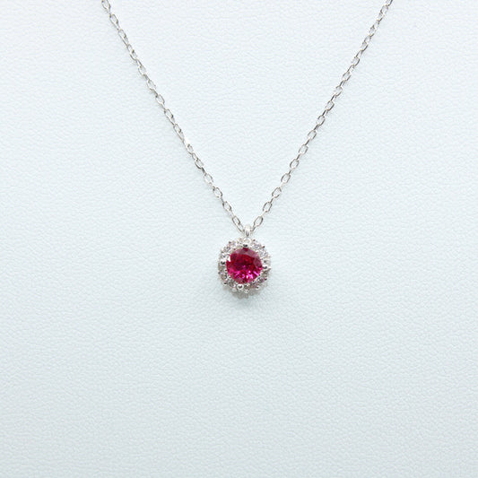 Colier Argint Cu Pandativ Cristal Roz Si Pietricele