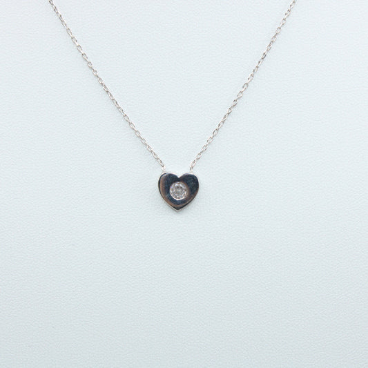 Colier Argint Inimioara Cristal Simplu