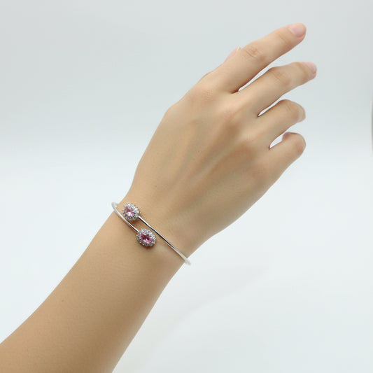 Bratara Argint Reglabila cu Piatra Roz