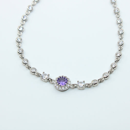 Brățară din Argint Cu Cristale Rotund Mov