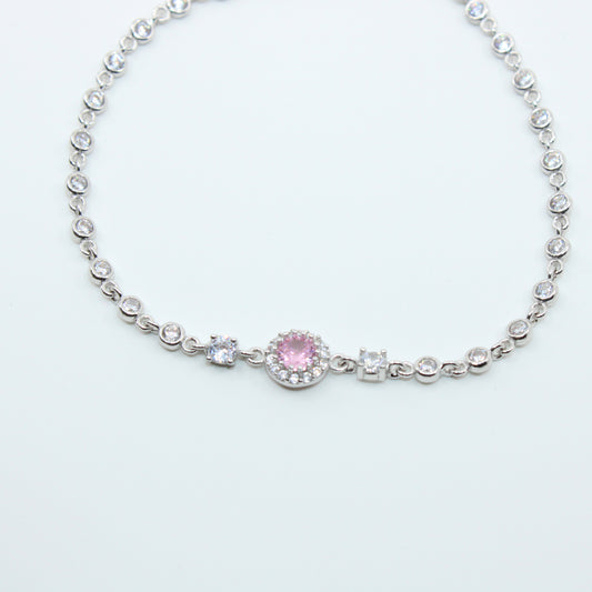 Brățară din Argint Cu Cristale Rotund Roz