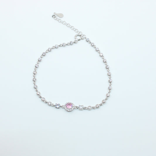 Brățară din Argint Cu Cristale Rotund Roz