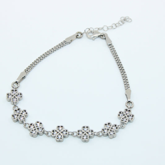 Brățară din Argint Cu Trifoi Si Cristale