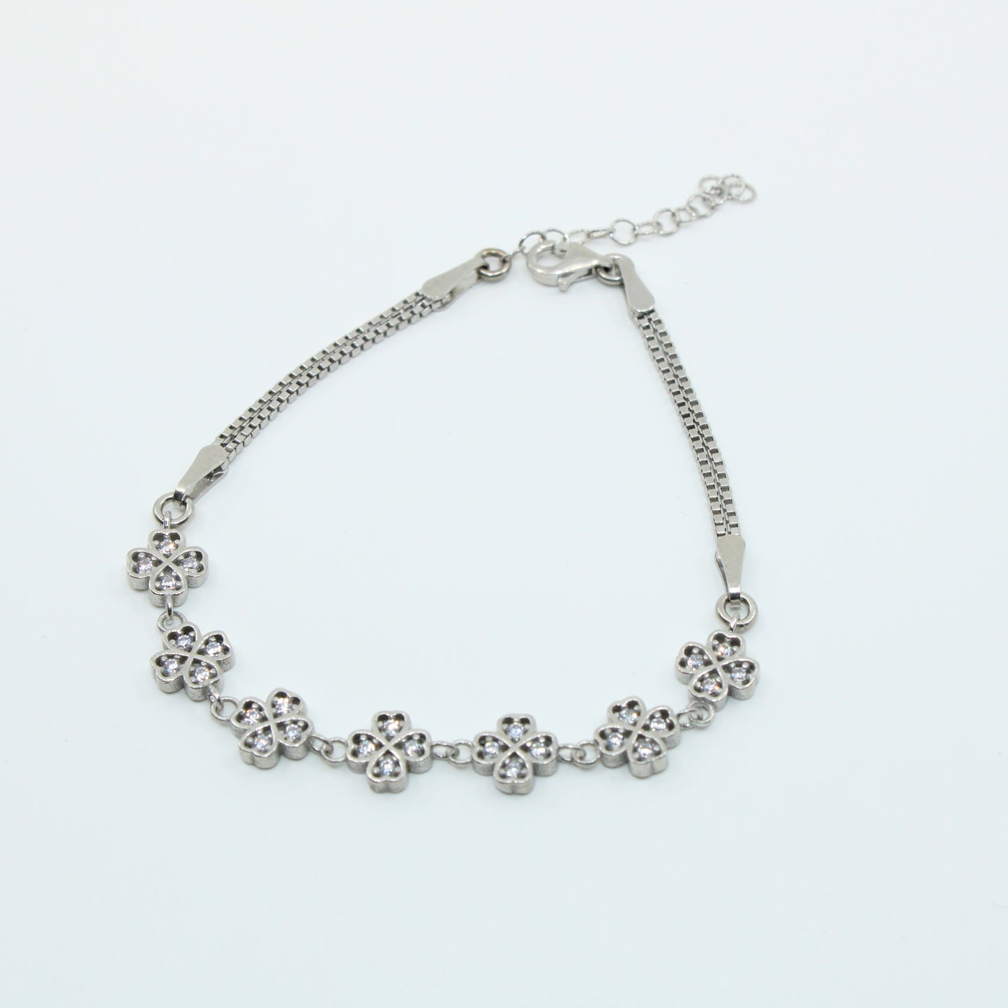 Brățară din Argint Cu Trifoi Si Cristale