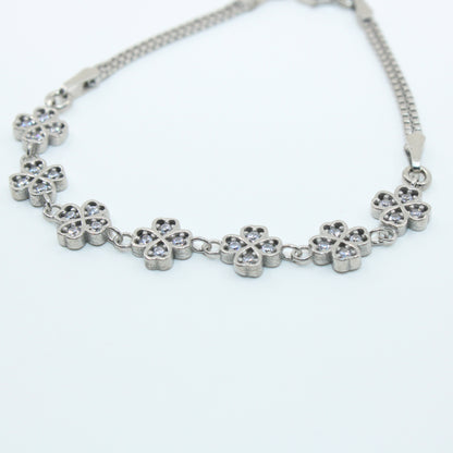 Brățară din Argint Cu Trifoi Si Cristale