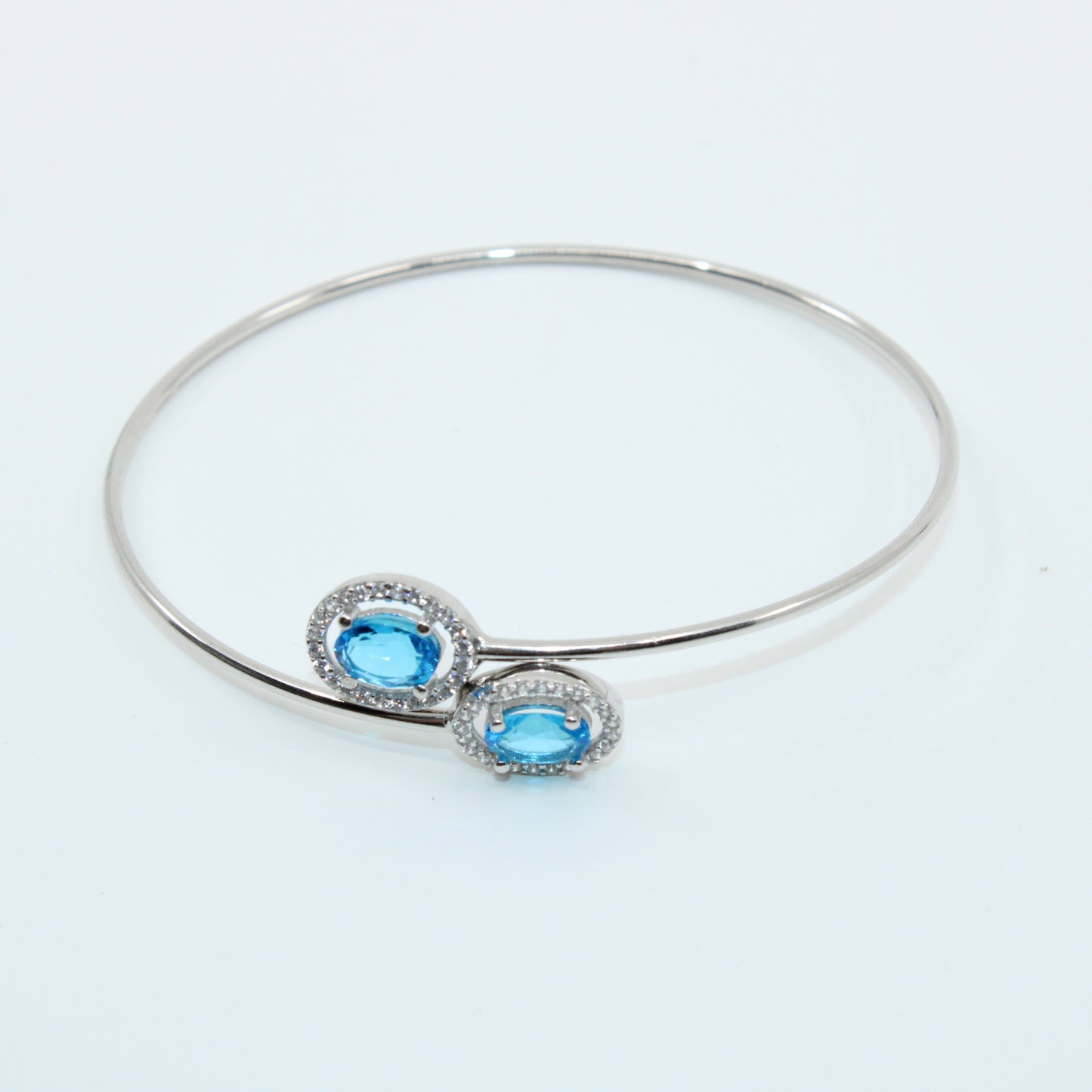 Brățară din Argint Reglabila Cristal Oval Albastru