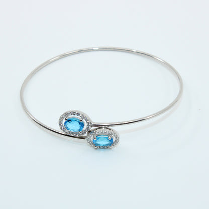 Brățară din Argint Reglabila Cristal Oval Albastru