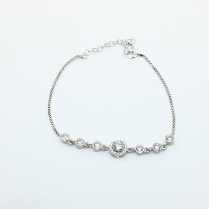 Brățară din Argint Reglabila Cu Cristal Rotund