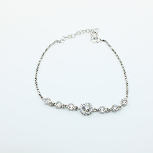 Brățară din Argint Reglabila Cu Cristal Rotund