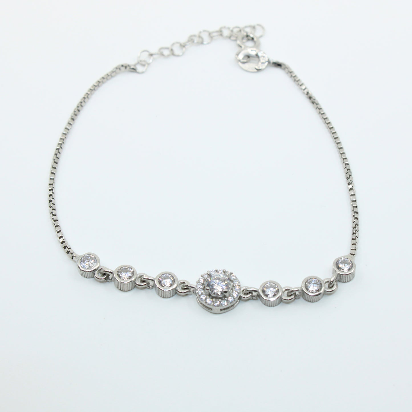 Brățară din Argint Reglabila Cu Cristal Rotund