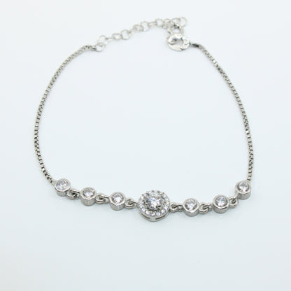 Brățară din Argint Reglabila Cu Cristal Rotund