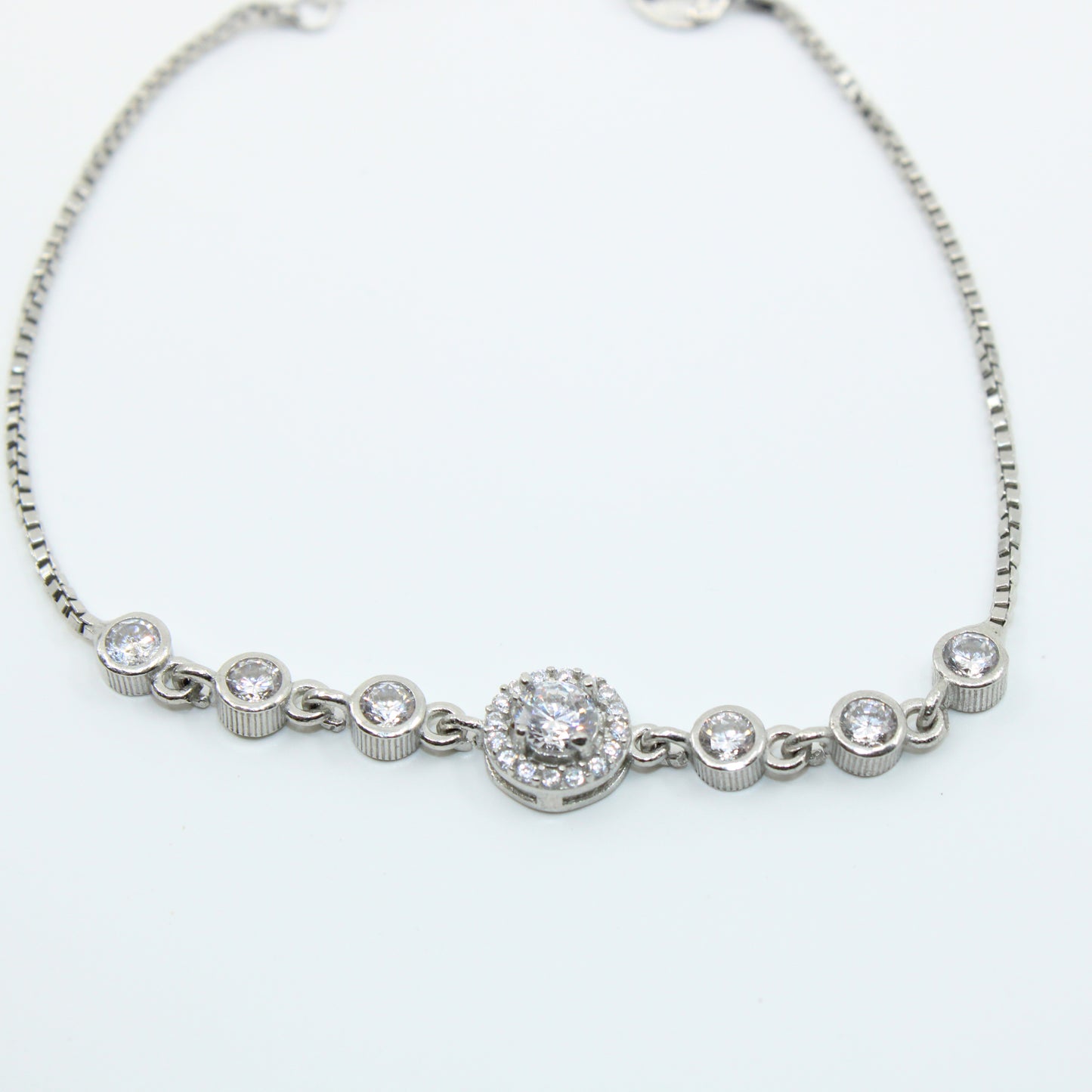 Brățară din Argint Reglabila Cu Cristal Rotund