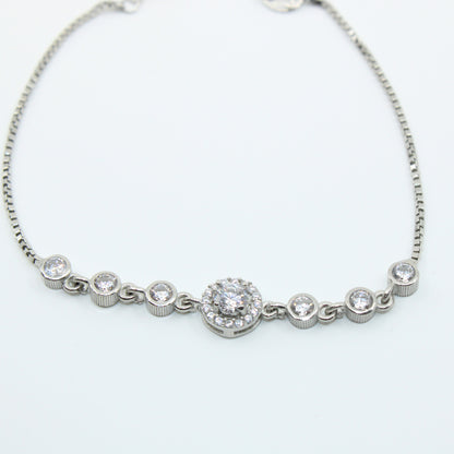 Brățară din Argint Reglabila Cu Cristal Rotund