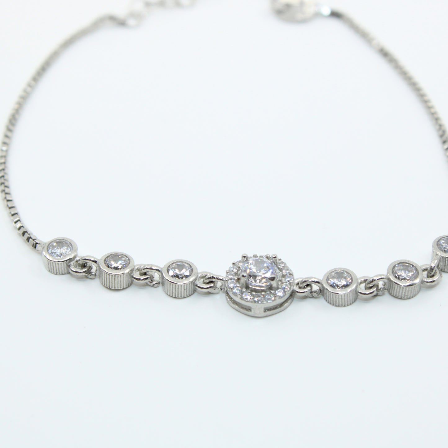 Brățară din Argint Reglabila Cu Cristal Rotund