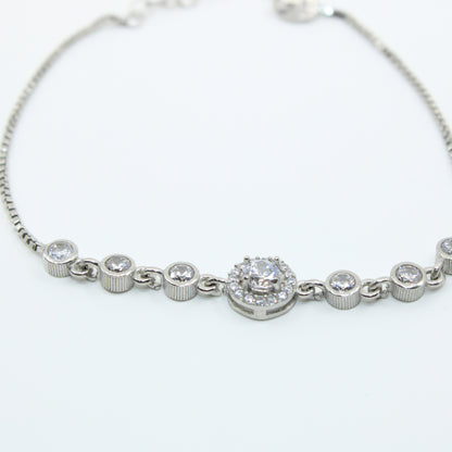 Brățară din Argint Reglabila Cu Cristal Rotund