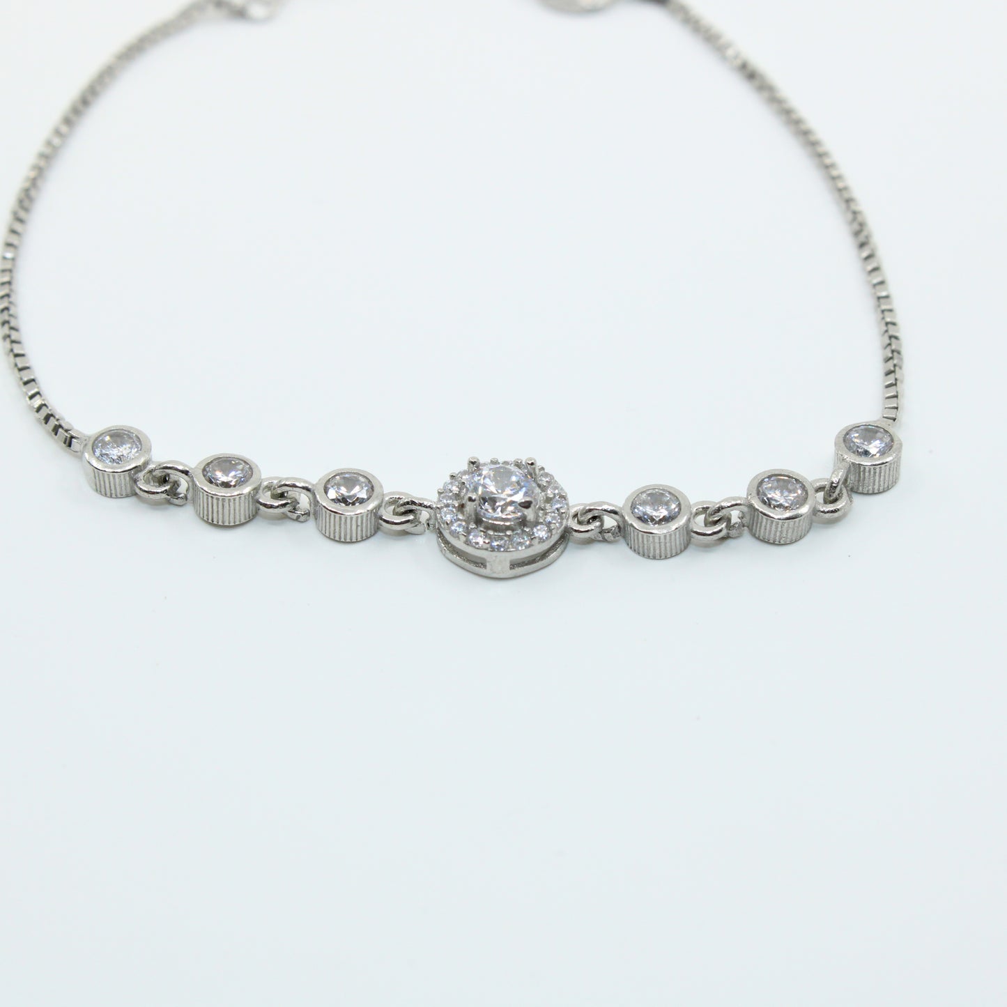 Brățară din Argint Reglabila Cu Cristal Rotund