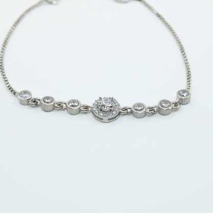 Brățară din Argint Reglabila Cu Cristal Rotund