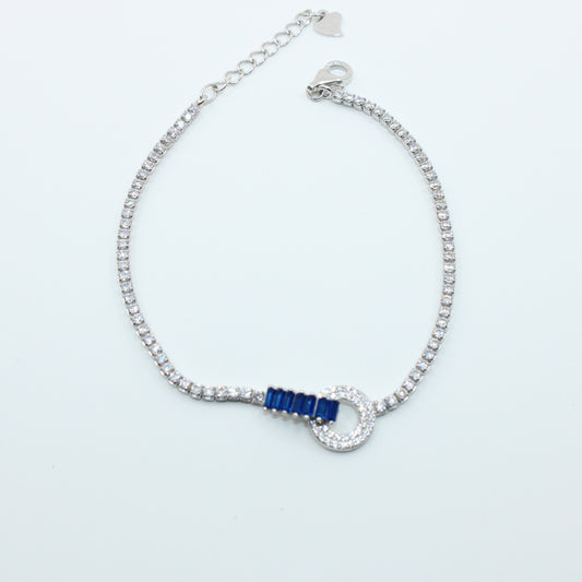 Brățară din Argint Reglabila Cu Cristale Albastre