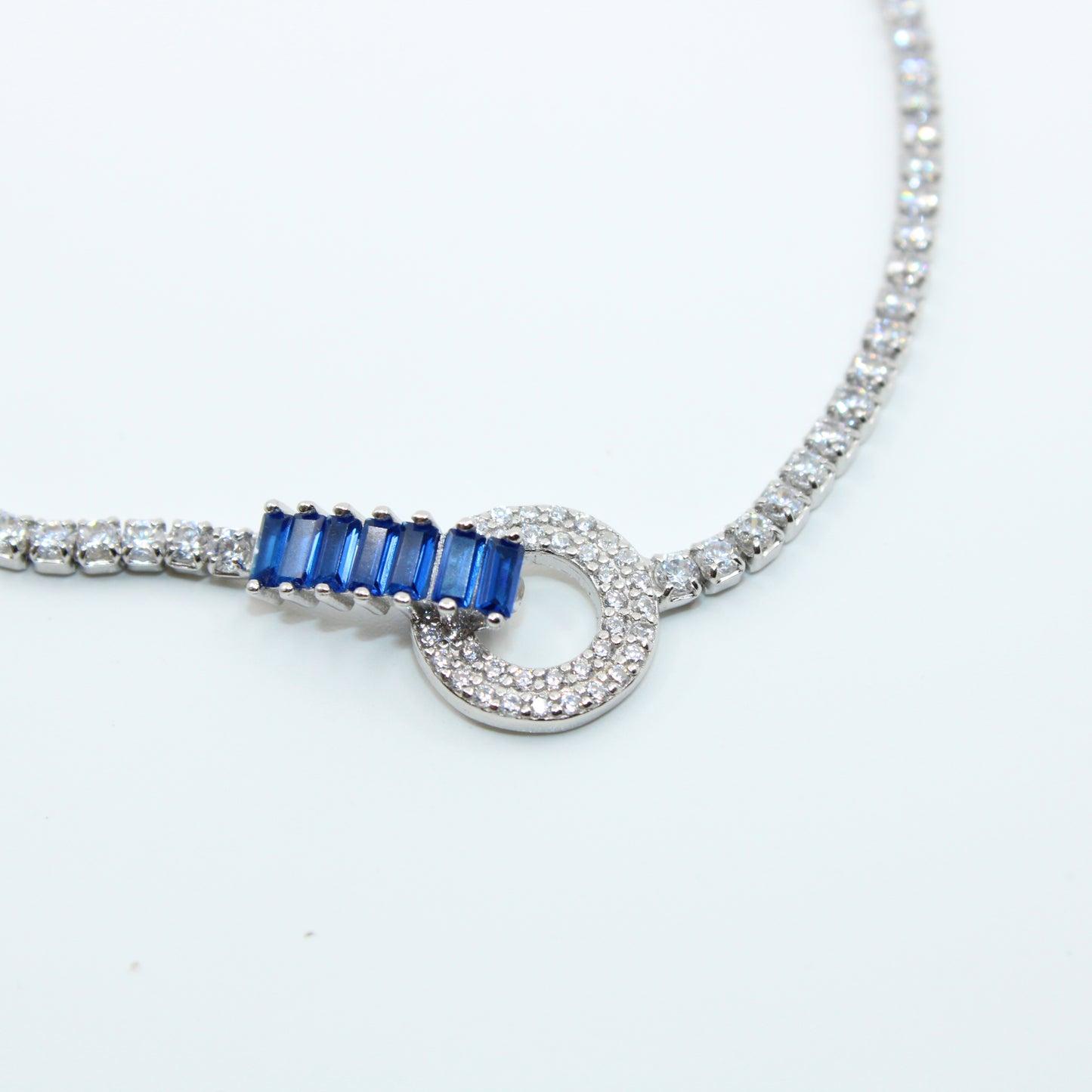 Brățară din Argint Reglabila Cu Cristale Albastre