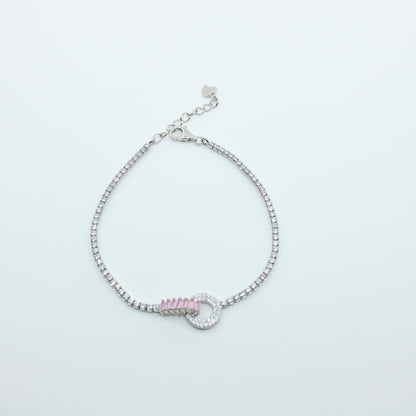 Brățară din Argint Reglabila Cu Cristale Roz