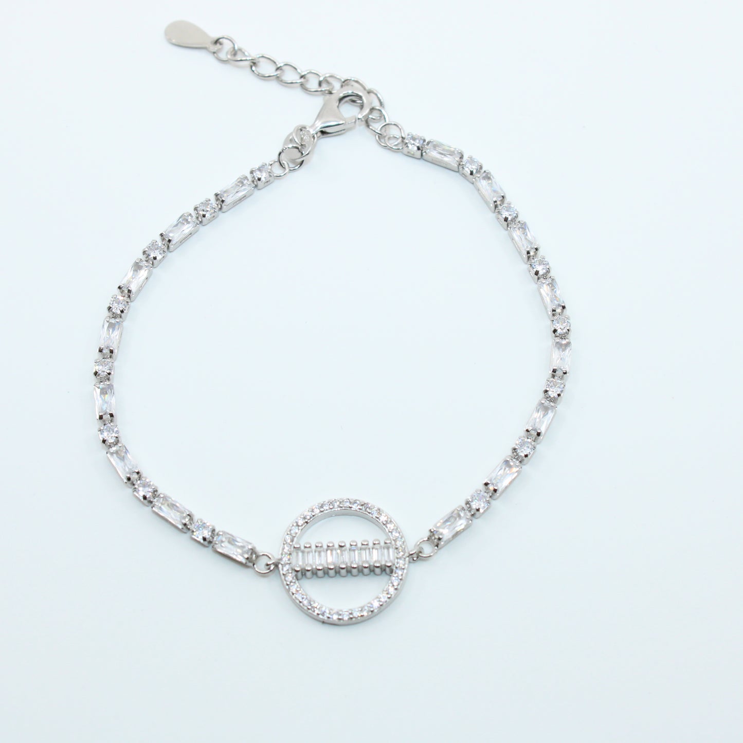 Brățară din Argint Reglabila Cu Cristale Transparente