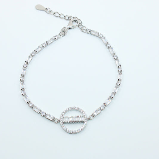 Brățară din Argint Reglabila Cu Cristale Transparente