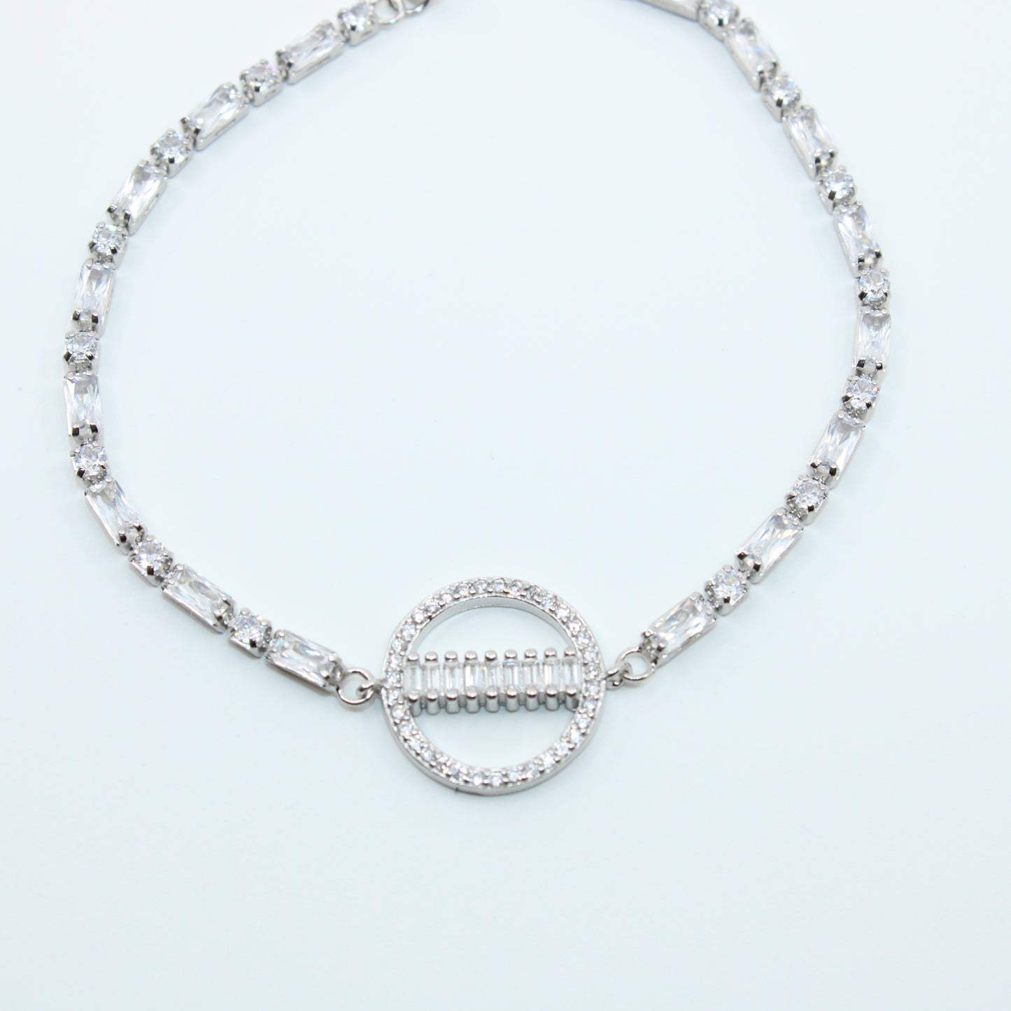 Brățară din Argint Reglabila Cu Cristale Transparente