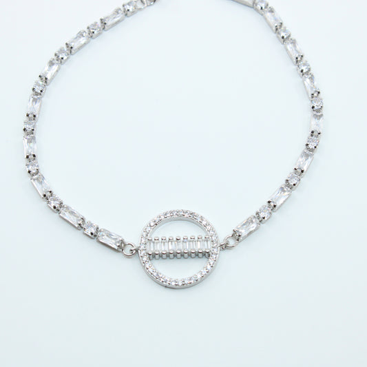 Brățară din Argint Reglabila Cu Cristale Transparente