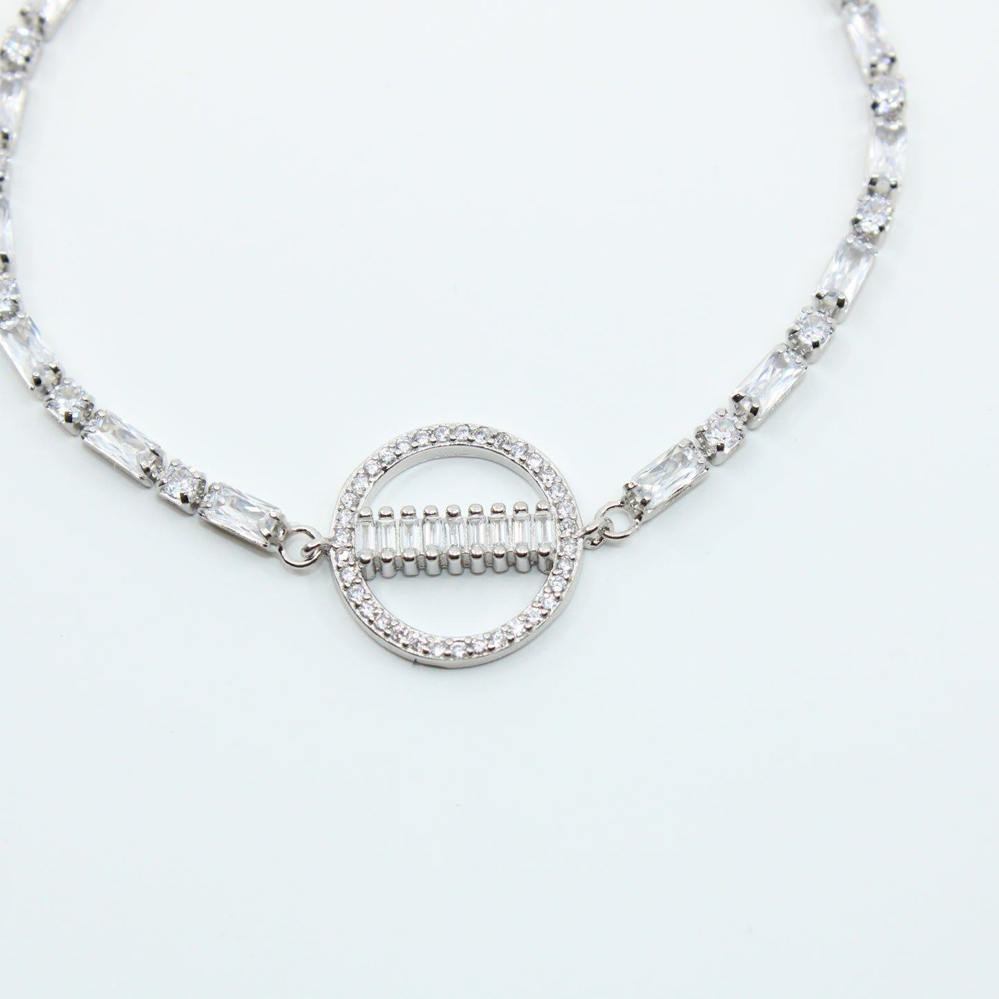 Brățară din Argint Reglabila Cu Cristale Transparente