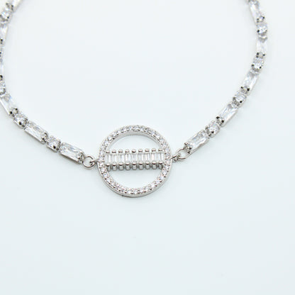 Brățară din Argint Reglabila Cu Cristale Transparente