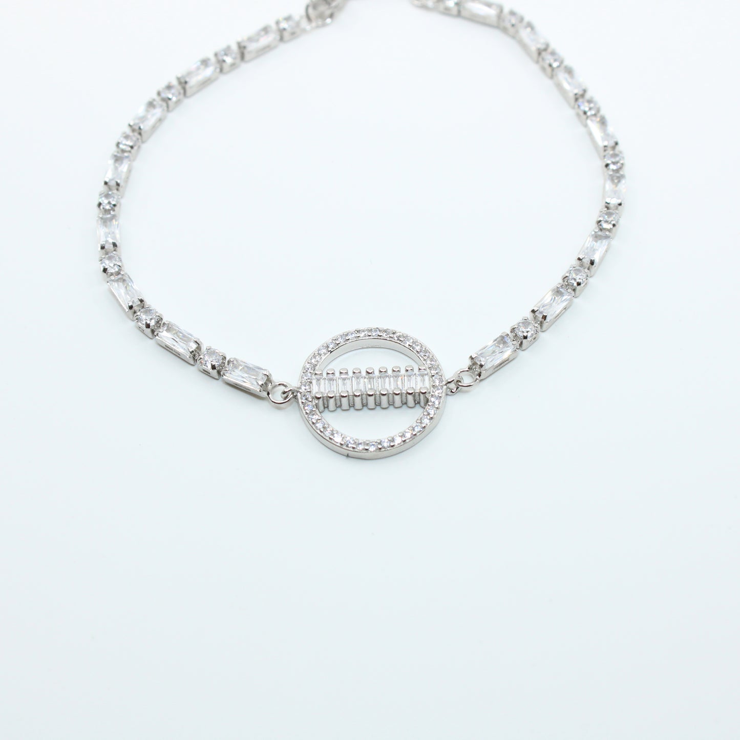 Brățară din Argint Reglabila Cu Cristale Transparente