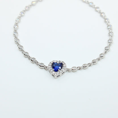 Brățară din Argint Reglabila Cu Inimioara Albastra