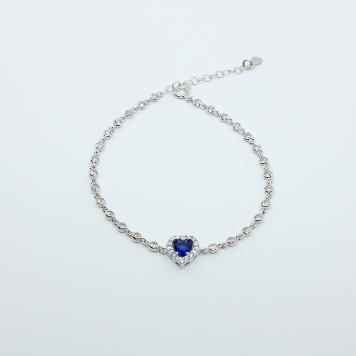 Brățară din Argint Reglabila Cu Inimioara Albastra