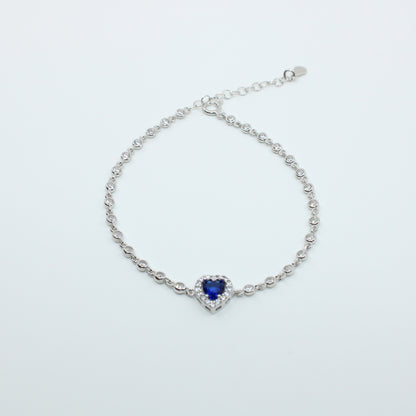 Brățară din Argint Reglabila Cu Inimioara Albastra