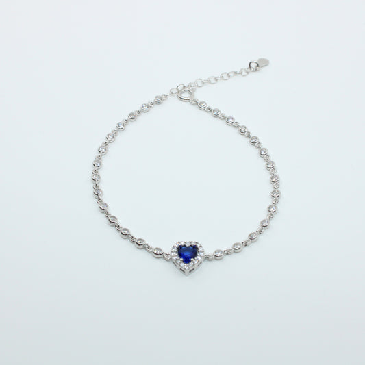 Brățară din Argint Reglabila Cu Inimioara Albastra
