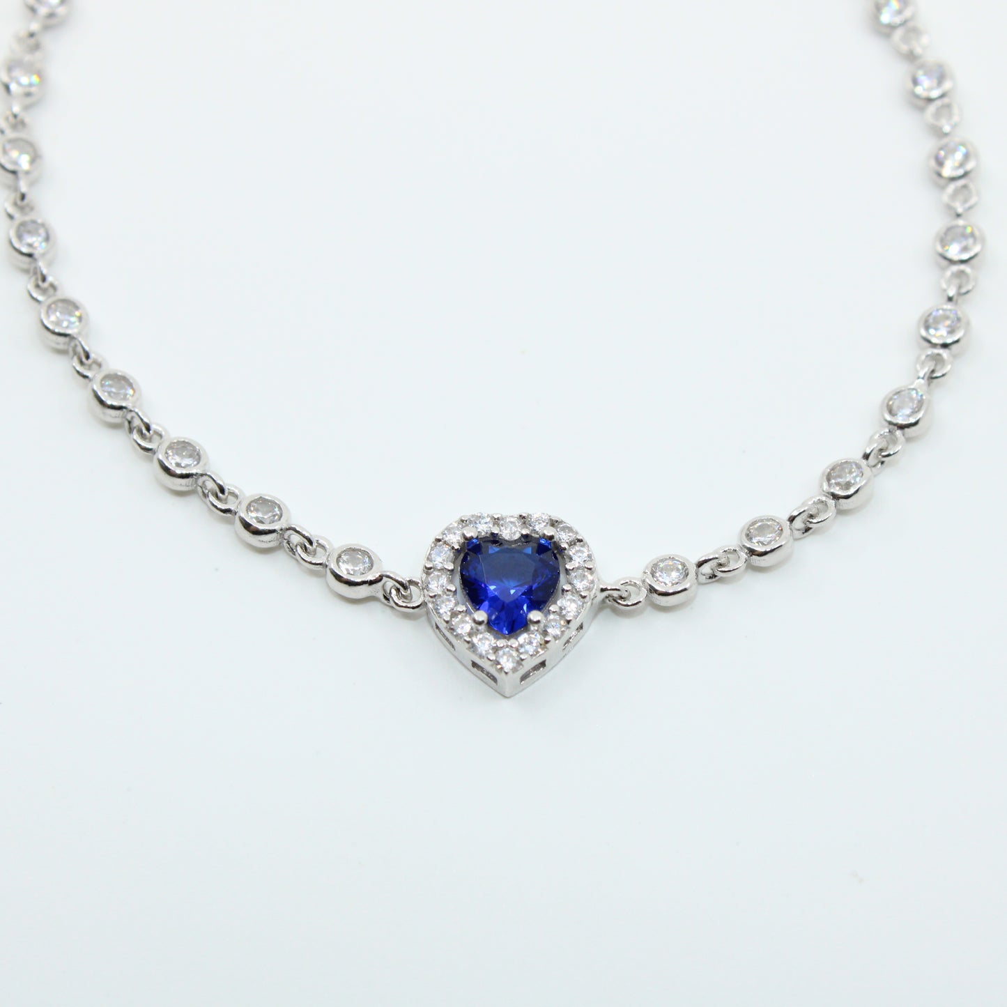 Brățară din Argint Reglabila Cu Inimioara Albastra