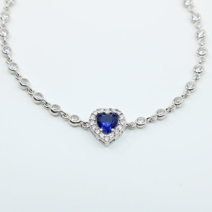 Brățară din Argint Reglabila Cu Inimioara Albastra