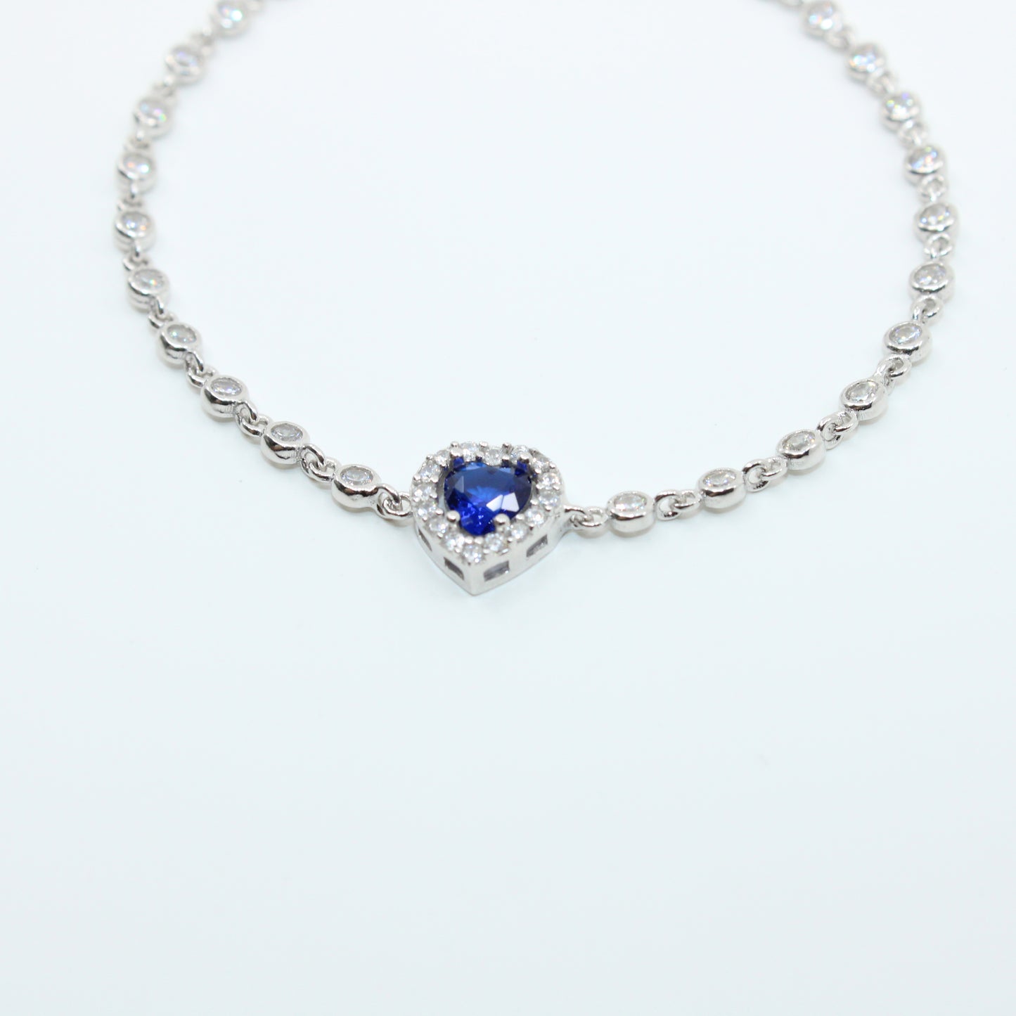 Brățară din Argint Reglabila Cu Inimioara Albastra