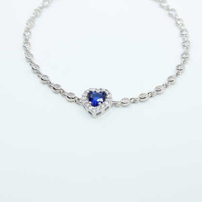 Brățară din Argint Reglabila Cu Inimioara Albastra