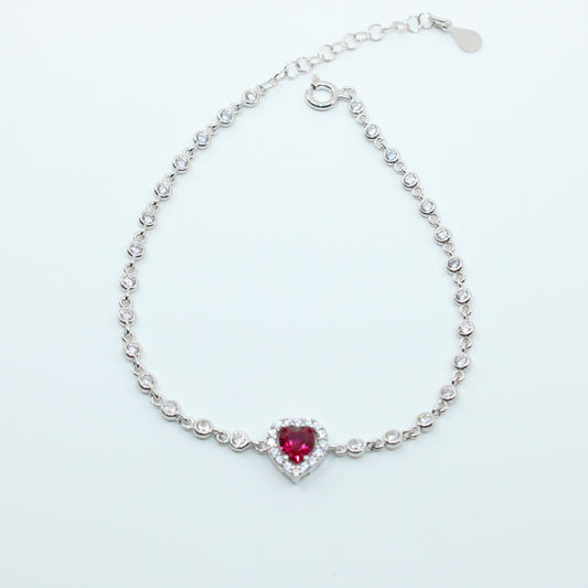 Brățară din Argint Reglabila Cu Inimioara Roz